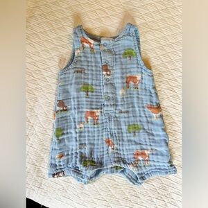 Angie Dear Longhorn Muslin Romper (6-12M)